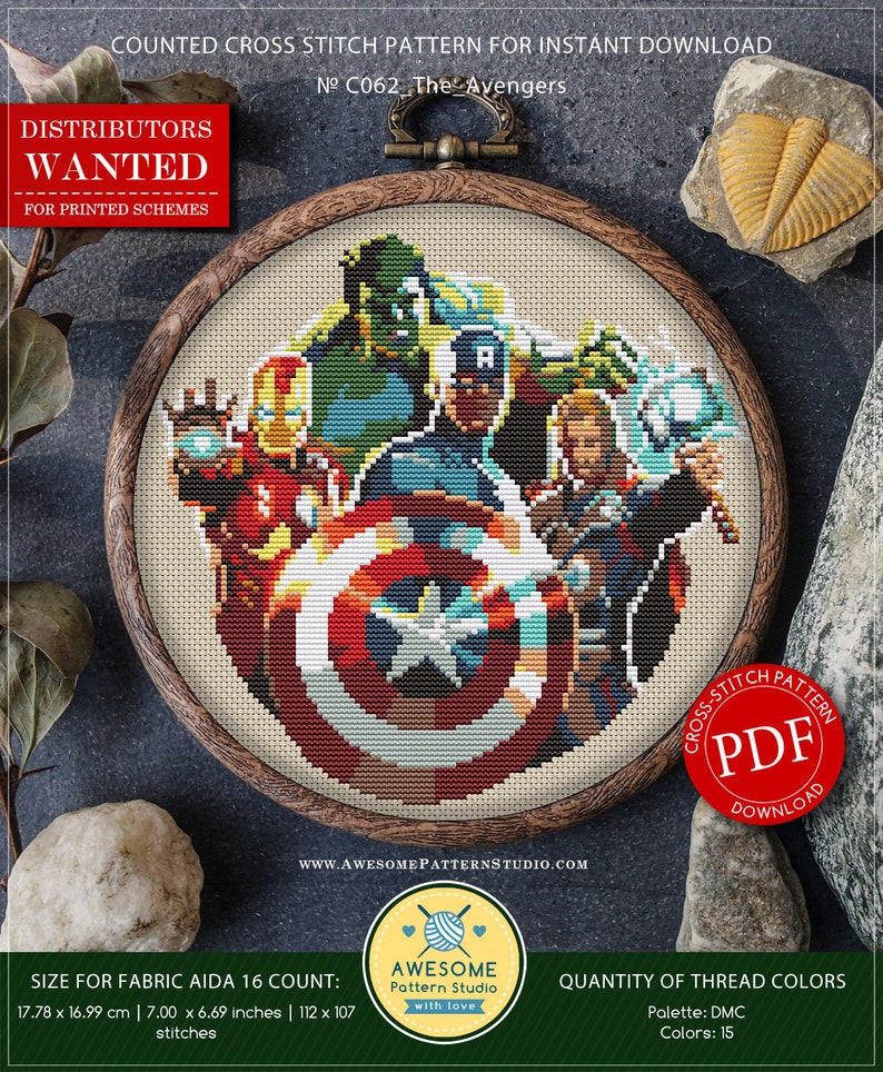 The Avengers P062 Cross Stitch Embroidery Pattern Download Etsy