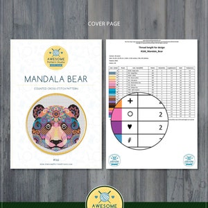 Mandala Elephant P185 Cross Stitch Embroidery PDF Pattern Download Cross Stitch Kits Embroidery Kits Embroidery Designs image 4