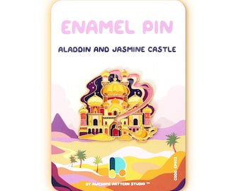 Emaille Pin - Aladdin und Jasmin Schloss. Hard Emaille Pin, Emaille Pin, Anstecknadel, Anstecknadel, Acryl Pin, EP052
