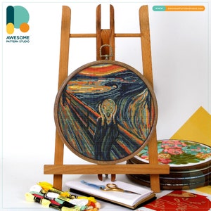 The Scream By Edvard Munch Cross Stitch Pattern and Kit - Modern Needlework Art and PDF Pattern, CS2205