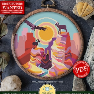 Grand Canyon National Park #P338 Embroidery Cross Stitch Pattern Download | Cross Stitch Kits | Needlepoint | Embroidery Designs