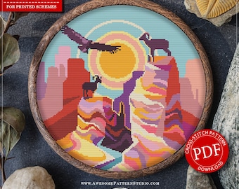Grand Canyon National Park #P338 Embroidery Cross Stitch Pattern Download | Cross Stitch Kits | Needlepoint | Embroidery Designs