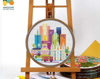 Salt Lake City, USA Cross Stitch Pattern and Kit: Modern Needlework Art, Simple Cross Stitch Embroidery Sampler, CS605
