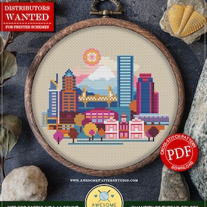 Portland #P092 Embroidery Cross Stitch Pattern Download | Stitching | Embroidery Kits | Counted Cross Stitch | Embroidery Stitches