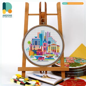 Tel Aviv, Israel, Middle East Cross Stitch Pattern and Kit - Modern Needlework Art Embroidery Sampler, CS1021