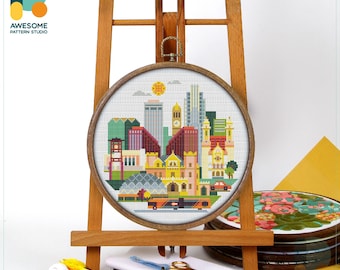 Omaha, USA, America Cross Stitch Pattern and Kit: Modern Needlework Art and Embroidery Sampler, CS323