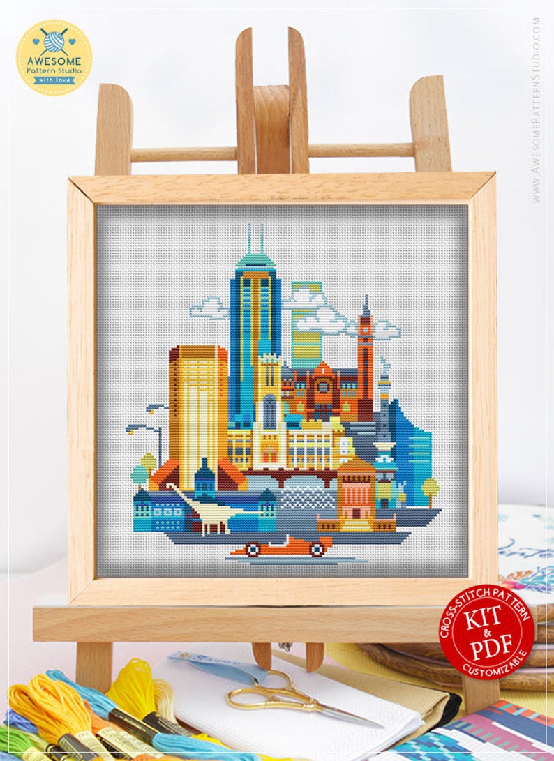 Indianapolis CS356 Counted Cross Stitch Pattern KIT and PDF Etsy