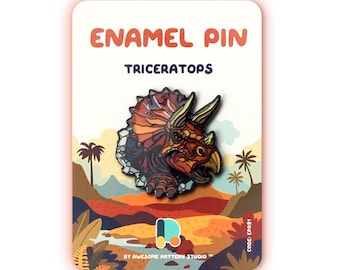 Triceratops Emaille Pin - Dinosaurier Harte Emaille Anstecknadel, Prähistorische Wildtier Brosche, Jurassic Sammler Geschenk, Abenteuer Schmuck EP091