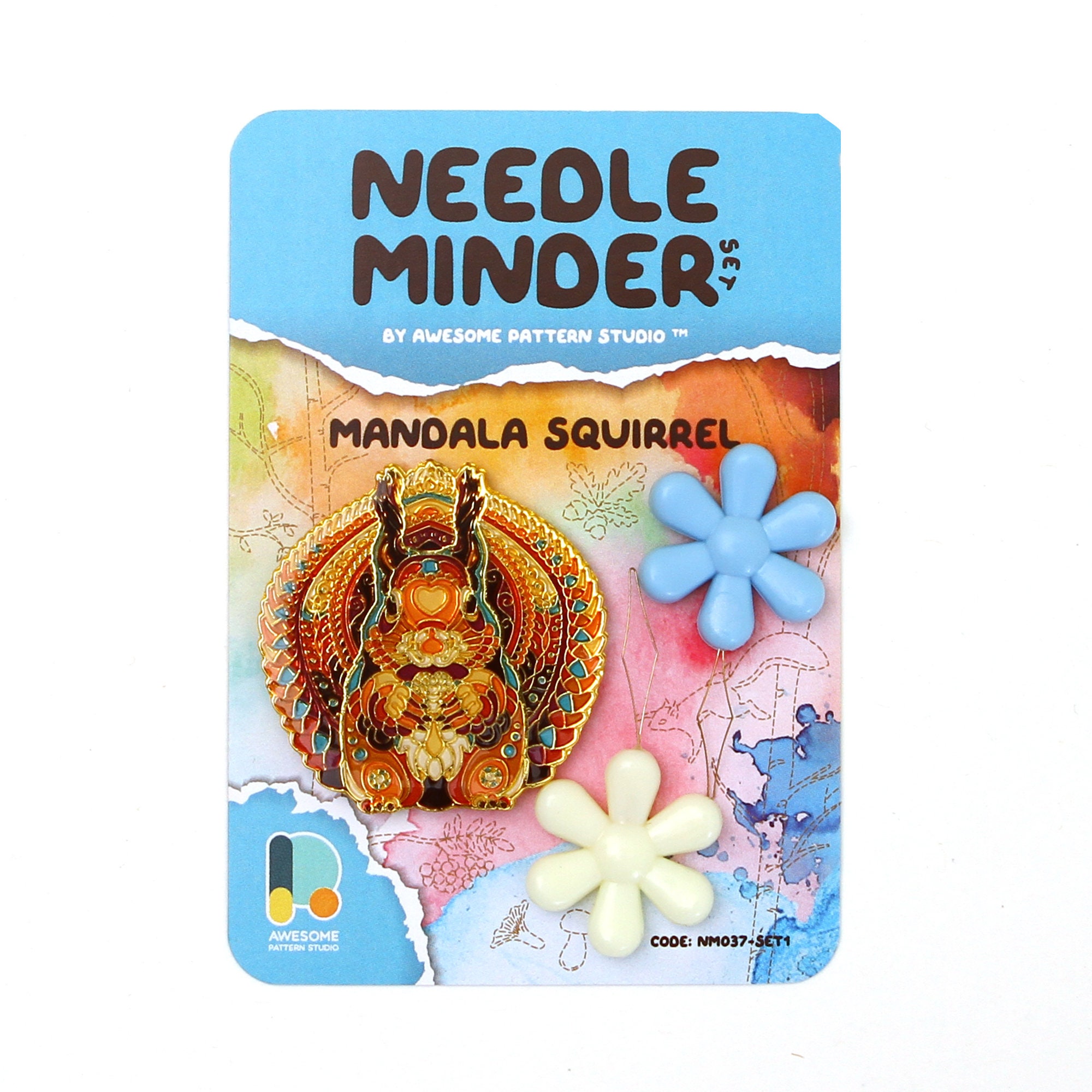 Mandala Squirrel Needle Minder – Embroidery Supplies Gifts for