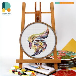 Patrón y kit de punto de cruz "Mandala de Loro" - Arte moderno de bordado en punto de cruz, ideal para principiantes y aficionados, CS301