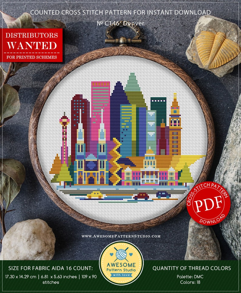 Denver P146 Cross Stitch Embroidery PDF Pattern Download Etsy