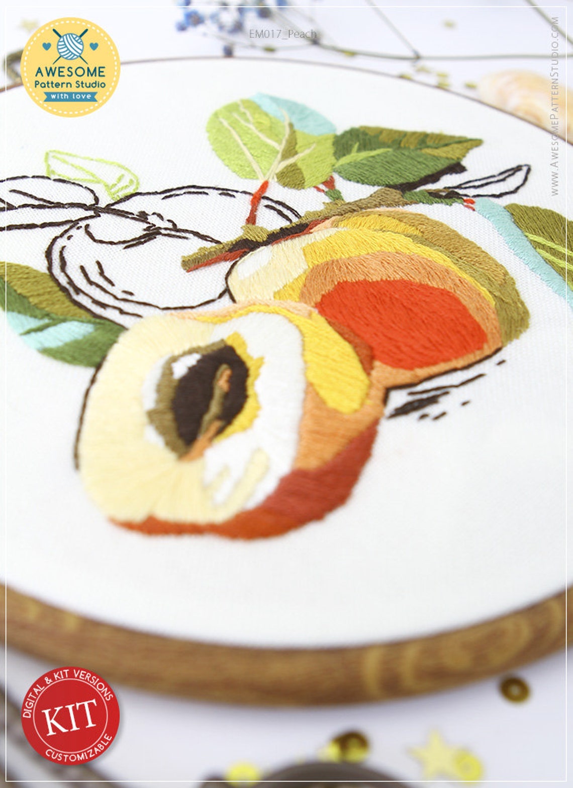 Peach embroidery em017 embroidery sybju kit and pdf pdf  etsy Peach embroidery em017 embroidery sybju kit and pdf pdf  etsy