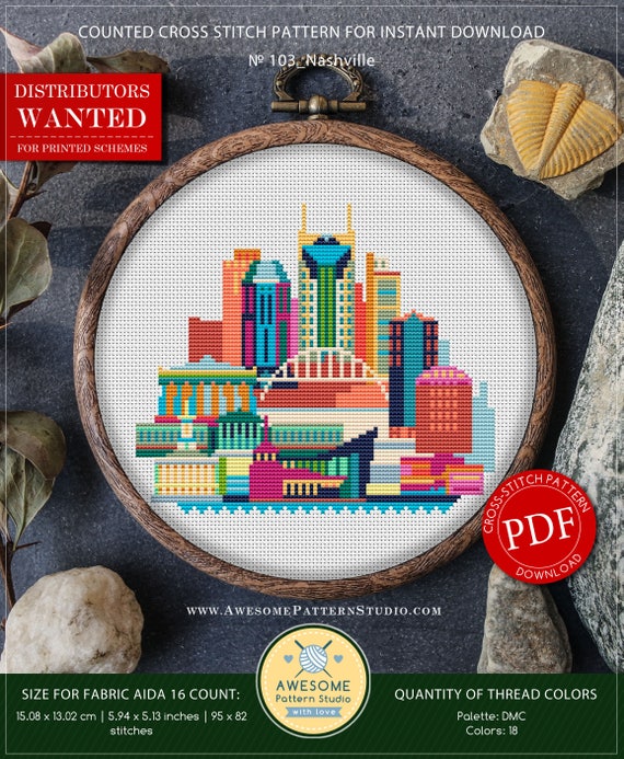 Nashville Cross Stitch Pattern for Instant Download P103