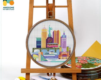 Cleveland, USA, America Cross Stitch Pattern and Kit - Modern Needlework Art for All Levels, CS330