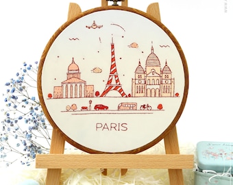 Borduurpakket en -patroon Parijs, Frankrijk, Europa - 3D-borduurkunst voor boho-decoratie of cadeau voor haar