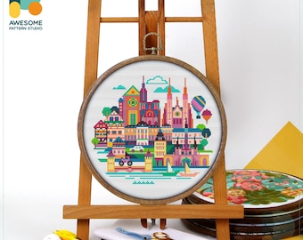 Strasbourg, France, Europe Cross Stitch Pattern and Kit: Modern Cross Stitch Needlework Art and PDF Pattern, CS1270