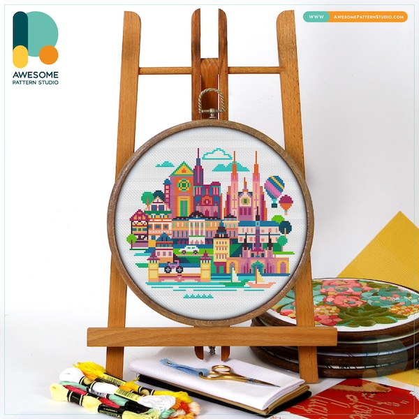 Strasbourg, France, Europe Cross Stitch Pattern and Kit: Modern Cross Stitch Needlework Art and PDF Pattern, CS1270
