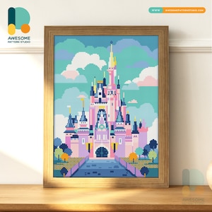 Disney Castle, Orlando, USA Diamond Painting Kit  - Modern 5d Diamond Painting Art, PDF  for Mosaic Kit Enthusiasts, DS807