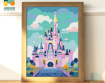 Disney Castle, Orlando, USA Diamond Painting Kit  - Modern 5d Diamond Painting Art, PDF  for Mosaic Kit Enthusiasts, DS807