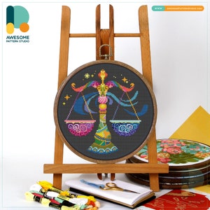 Libra CS131, Counted Cross Stitch Pattern KIT and PDF | Stitching | Pattern Download | Needlepoint | Needlepoint Kits | Embroidery Stitches