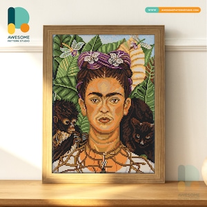 Autoritratto con collana di spine e colibrì di Frida Kahlo DS2220, KIT fai da te per pittura con diamanti/Kit per pittura con diamanti