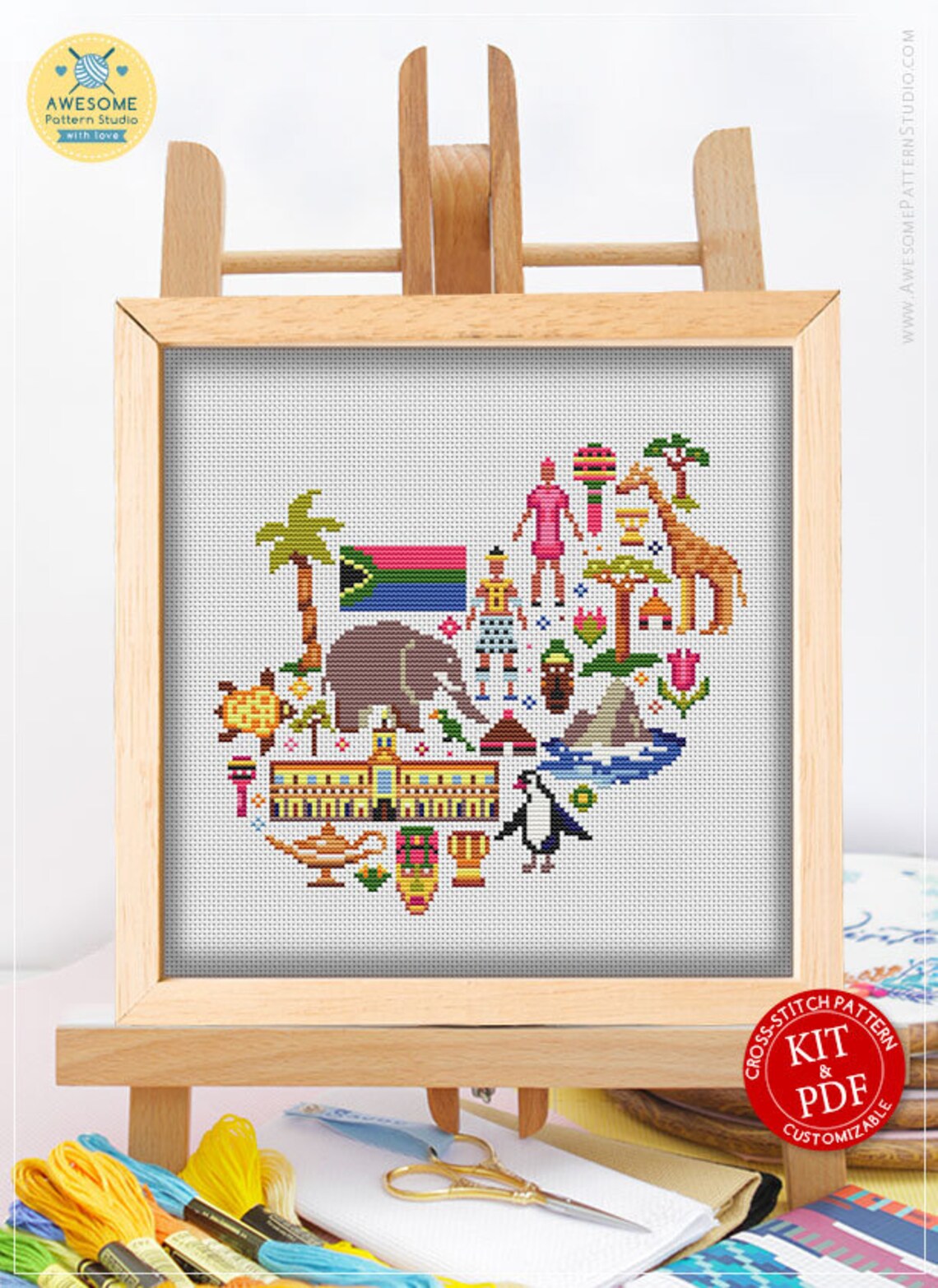 Republic of South Africa in Icons CS852 Counted Cross Stitch Etsy