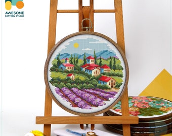 Summer Landscape CS1461, Counted Cross Stitch Pattern KIT and PDF  | Pattern Instant Download | Embroidery | Cross Pattern | Embroidery