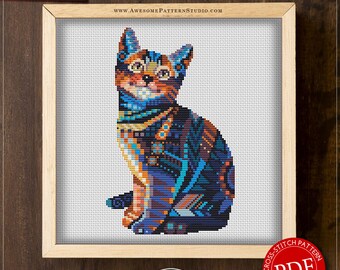 Begeleiden Toeschouwer Barry Mandala Cat P521 Embroidery Cross Stitch Pattern Instant - Etsy