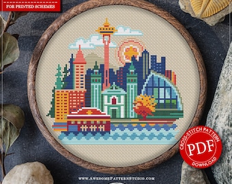 Seattle #P076 Embroidery Cross Stitch Pattern Instant Download | Stitching | Needlepoint Kits | Embroidery Designs | Embroidery Stitches