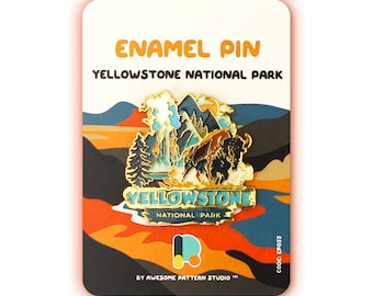Enamel Pin - Yellowstone National Park. Hard Enamel Pin, Enamel Pin Display, Pinback Button, Stick Pins,  Lapel Pin, Acrylic Pin, EP055