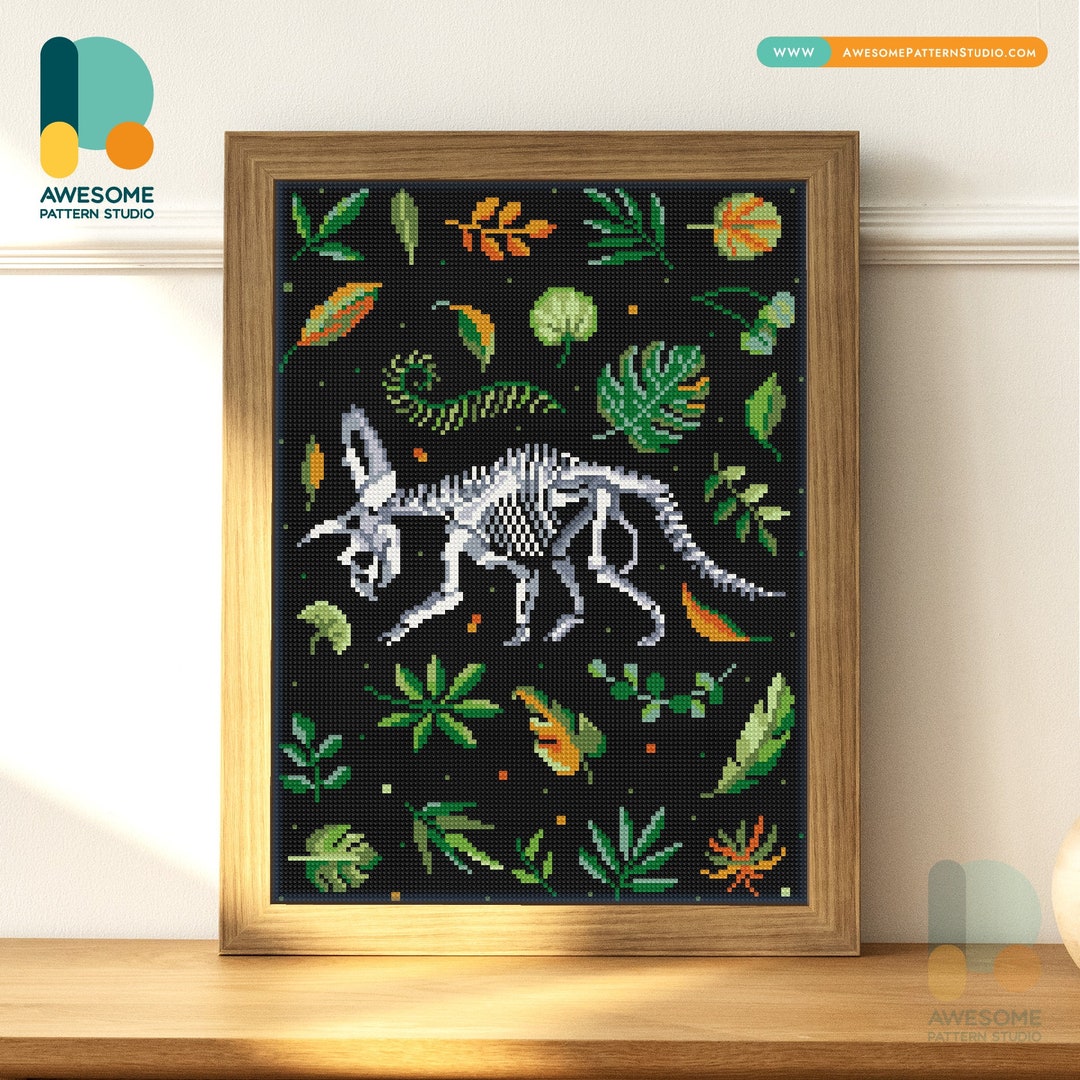 Triceratops Dinosaur Skeleton Diamond Painting Kit Modern 5d