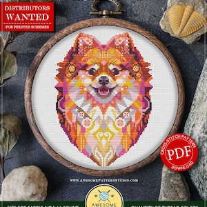 Mandala Pomeranian #P528 Cross Stitch Embroidery PDF Pattern Download | Stitching | Needlepoint | Counted Cross Stitch | Cross Designs