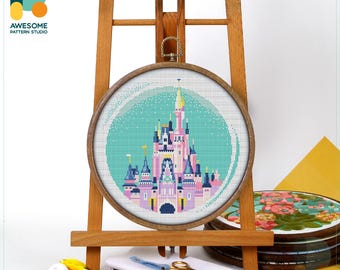 Magic Kingdom Castle, Orlando, USA Cross Stitch Pattern and Kit - Modern Needlework Art, Embroidery Sampler for DIY Lovers, CS807