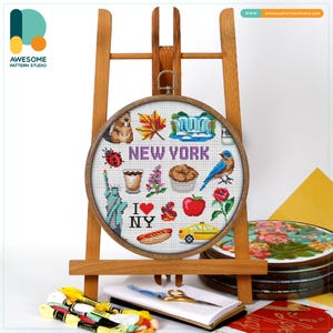 New York, USA Collection: Cross Stitch Pattern and Kit - Modern Cross Stitch Needlework Art, CS1925