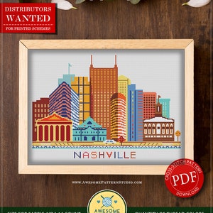 A3 Nashville color #P375 Embroidery Cross Stitch PDF Pattern Download | Stitching | How To Cross Stitch | Stitch Design | Stitch Patterns
