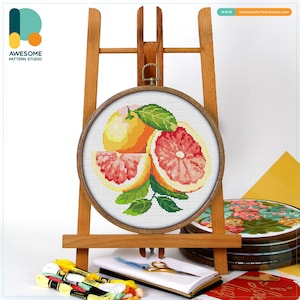 Grapefruit Slice Cross Stitch Pattern and Kit - Modern Needlework Art for Fresh Embroidery Sampler Enthusiasts, CS1034