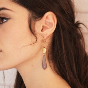 Geometric Stone Drop Earrings - Birthday - Wedding - Gift for her