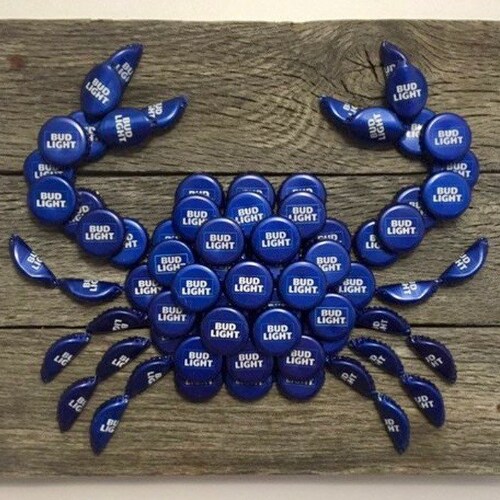 Wood Bottle Cap Crab Crab Art Beer Bottle Cap Art Etsy