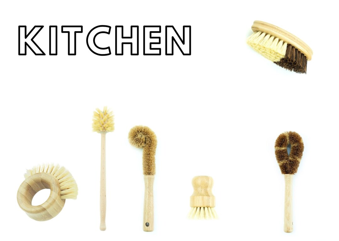 7 X Piece Bamboo Cleaning Brushes Range Etsy