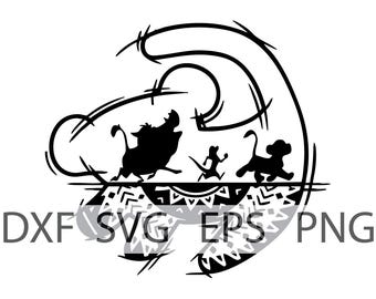 Lion King Simba, Timon & Pumbaa (svg, dxf, png, eps) Digital Download