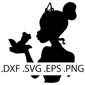 Tiana silhouet buste - Princes and the Frog - digitale download, Instant Download, svg-, dxf-, eps- en png-bestanden inbegrepen!