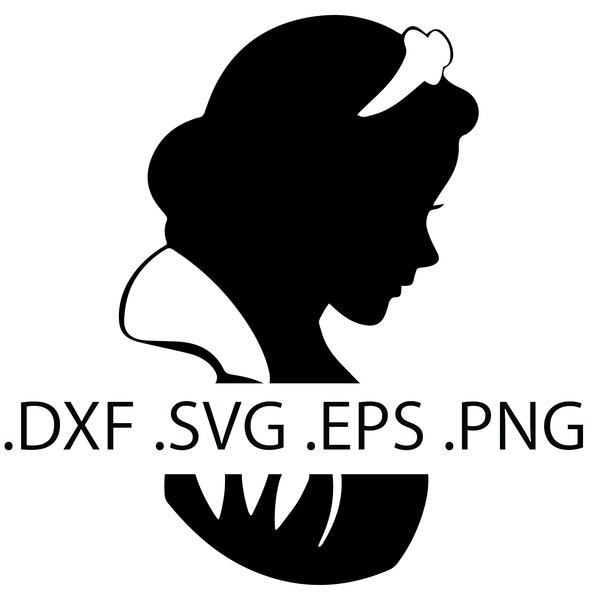 Snow White Silhouette Bust - Snow White - Digital Download, Instant Download, svg, dxf, eps & png files included!