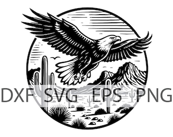 Golden Eagle Flying Over Desert - Rustic Decor - Digital Download, Instant Download, svg, dxf, eps & png files included!