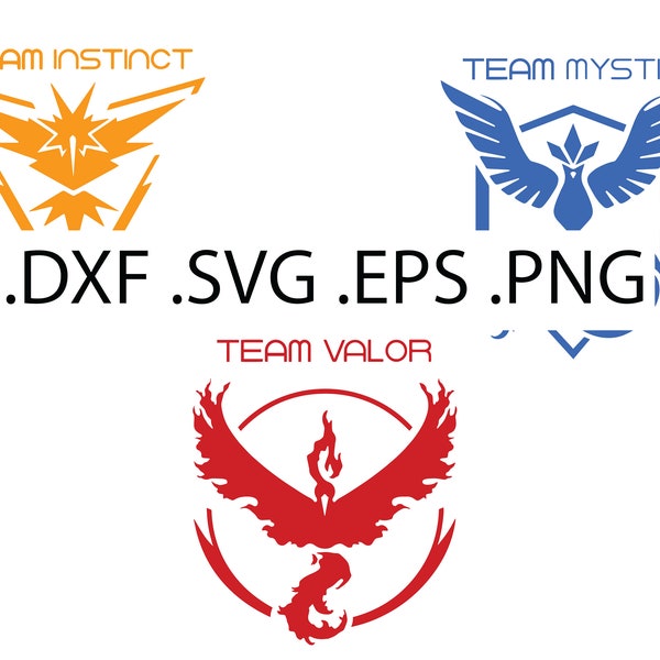 Pokemon Go Team Logo Bundle - Team Mystic, Valor and Instinct Included - Digital and Instant Download, svg, dxf, eps & png files included!