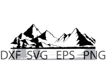Mountain Range Lake View - Rustic Decor - Digital Download, Instant Download, svg, dxf, eps & png files included!
