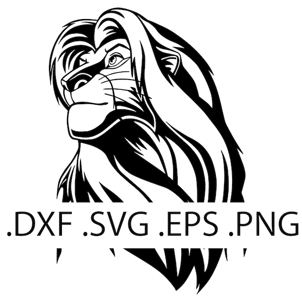 Simba Bust Silhouette - Lion King -  Digital Download, Instant Download, svg, dxf, eps & png files included!