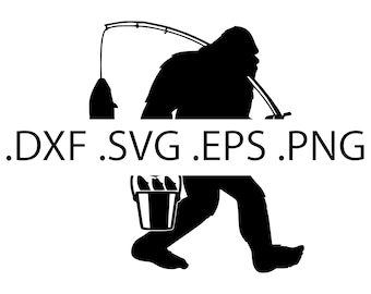 bigfoot fishing svg – sasquatch gone fishing cut file for cricut, silhouette, dxf, png, eps, svg