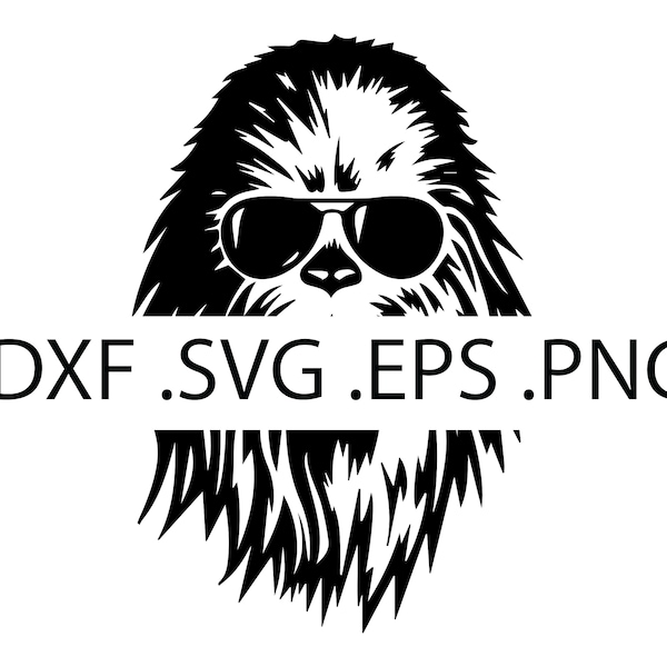 Chewbacca with Sunglasses - Star Wars - Digital Download, Instant Download, svg, dxf, eps & png files included!