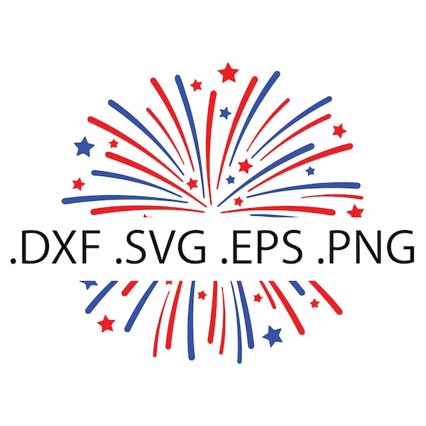 Red White Blue Firework- 4th of July - Digital Download, Instant Download, svg, dxf, eps & png files included!