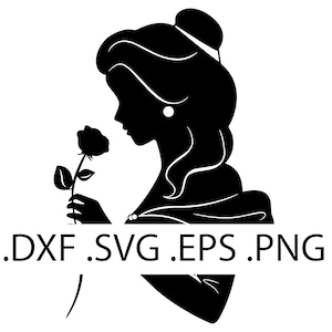 Bell Silhouette Bust - Belle en het beest - Digitale download, Instant Download, svg, dxf, eps & png-bestanden inbegrepen!